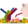 Drinking Straw Silicone Stripes Straw 6 color Silicone Eco Straws Reusable for 800ml Mugs Smoothie Flexible Sucker DH0011