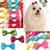 Cute Ribbon Pet Grooming Accessories Handmade Small Dog Cat Hair Bows With Elastic Rubber Band yq01218