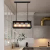 Retro Iron Pendant Lamp Creative Glass Box Suspension Light Living Dinning Room Bedroom American Style Luxury Hanging Lighting