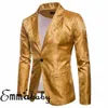 Mannen One Button Gold Folie Stempelen Gouden Bloemen Printed Pak DJ Club Stage Bruiloft Sport Suit Slanke Fit Casual Mannen Blazer