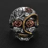 Wholesale-Men Stainless Steel Vintage Hip Hop Skull Rings For Men Steampunk Gothic Punk Skull Engraving Rings Rock Jewelry Accessories