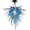 Hangers Lamparmaturen 32 bij 40 inch Blue Color Art Glas Kroonluchter LED-hanglampen voor woonkamerbar