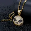 Mode cubic zirconia jack skellington cartoon pendant hip hop halsband guld silver färg skalle smycken för män kvinnor