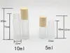 Матовое прозрачное стекло Роликовые Бутылки Флаконы Контейнеры с металлическим роллер и текстура древесины Пластиковые крышки для Эфирное масло Духи 5мл 10мл