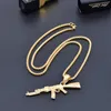 3 Color Steampunk Personalized AK47 Gun Big Pendant Necklaces Men Black Silver Gold Alloy Statement Necklace Hip Hop Jewelry6372236