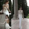 Vestido De Noiva Berta Mermaid Wedding Dresses Cheap Spring Summer High Neck Long Sleeve Sheer Lace Backless Bridal Gowns