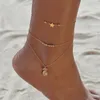 S904 Hot Fashion Jewelry Pineapple Star Stella rotonda perlina Charms Catena Anklet Catena Anklet Braccialetto caviglia