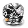 Skull tobacco pipe creative design personalized men's ring wholesale custom high end silver ring rings for men