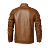 Hommes Vestes Hommes PU Faux Cuir Veste Hiver Mâle Casual Solide Couleur Mince Coupe-Vent Survêtement Vintage Manteaux