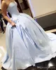 ثوب الكرة الأزرق ثوب Quinceanera 2019 طيات بدون حزام