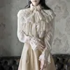 Groothandel Twotwinstyle Perspectief Tops Vrouwelijke Bowknot Flare Lange mouw Ruffle Shirt Blouse Vrouwen Koreaanse Mode Kleding 2019 Lente