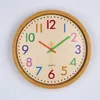 12 pouces silencieux coloré numéro enfants horloge murale grande décorative non tic-tac horloge murale style vintage à piles salon décor à la maison