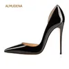 Almudena Sexy Pointed Toe Shallow Stiletto Heels女性ヌード特許レザードレスパンプス靴有名人T段階バッストのDroship