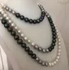 Gratis verzending Elegant 8-11mm Multicolor Pearl Round Necklace48inch 14K