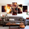 5pcs set Unframed Fairy Tail Natsu Fire Dragon Slayers HD Print On Canvas Wall Art Painting For Living Room Decor295I