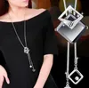 New Rhinstone Sweater Chain Long Necklaces Pearl Korean Jewelry Wholesales Quality Large Crystal Pendant Hot Sales Mix Design DHL Free