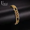 Uwin Figaro Link Bracelet 13mm Cuban Iced Out Rhinestones Fashion Hip Hop Punk Style Gold Silver Men Women Jewelry Drop 1377496