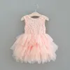 Children lace tulle tutu dresses girls gauze embroidery vest princess dress chirstmas kids backless Bows belt party clothing F92555023042