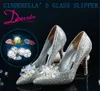 Cinderella Wedding Shoes Crystals Bridal Pump Shoe Bridesmaid klackar Prom Party Fashion Shoes 9cm 7cm Bekväm hög häl Storlek 34