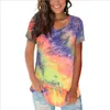 Tshirts Tiedyed Vneck Tops Letni tee ulicy żeńskie mody koszule krótkie rękawy swobodny harajuku blusas designerskie ubranie1779534