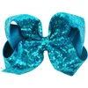 8 inch Women Rainbow Large Hair Bow Sequins Ribbon With Alligator Clip Children Headwear Bowknot Girls Hair Accessories