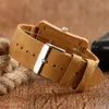 Creative Rectangle Dial Wood Watch Natural Handmade Light Bamboo Fashion Men039S Casual Quartz Wristwatch Leather Band Gift2114372