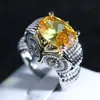 Wholesale-European and American Silver Ring Deluxe Owl Zircon Color Ring Owl Seiko Ring