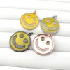 Nowy Design Smile Face Charm Naszyjnik, CZ Micro Pave Yellow Emalia Okrągły wisiorek dla kobiet Prezent NK488