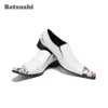 Batzuzhi Western Chaussures pour hommes Chaussures habillées en cuir formelles Fleurs Chaussures habillées en cuir blanc Chaussures Hommes pour la fête de mariage!