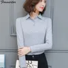 2020 New Casual Cotton Shirt Women Long Sleeve Blouse Ladies Office Elegant Polka Work Wear Tops Blusa Plus Size Female Clothe