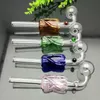 Pipa para fumar Mini cachimba bongs de vidrio Forma de metal colorido Venta caliente Belleza de color medio Vidrio largo Olla curvada Olla curvada