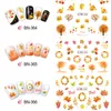 12 Mönsterblad Thanksgiving Water Decals Yellow Pumpkins Autumn Harvest Nail Art Transfer Sticker 2517CM Sheet1602846