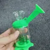 Mini Dab Rig 50 milímetros Silicone Bongs Showerhead Percolator Bong Com Bacia de vidro Montar tubulações de água Easy Clean fumadores Oil Rigs pequeno Hookah