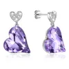 Heart-shaped Hanging Real Crystal S925 Sterling Silver Stud Earrings Classic Purple Diamond Party Elegant Chandelier Jewelry Brand POTALA329