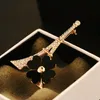 New Trendy Design Paris Tower Flower Brooch Fashion Women Exquisite 18k Gold Plated Brooch Casual Party Gift Brooch Jewelry