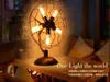 Retro Industrial Style Wrought Iron Fan Table Lamp Bedroom Bedside Lamp Creative Home Decoration Desk Light