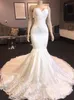 Chic Sweetheart Mermaid Bröllopsklänningar Skräddarsydda Lace Avtagbara Tåg Brudklänningar Appliques Beaded Wedding Gowns