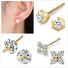 Personnalisé 10k Real Solid Gold Bling Cubic Zirconia Mottes d'oreille Mentilles Mentilles Hip Hop Boucles d'oreilles Iced Out Diamond Bijoux pour femmes hommes