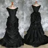 Black Taffeta Gothic Gothic Victorian Bustle Change с поездом Вампир Мяч Маскарад Хэллоуин Свадебное платье BC2634