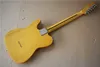 Guitare électrique jaune clair personnalisée en usine avec accordeurs vintage, manche en érable, pickguard noir, prise ronde, peut être personnalisée