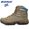 BONA New Classics Men Hiking Shoes Anti Slip Waterproof Leather Shoes Climbing Shoes Men High Top Winter Boots Trend Sneakers