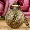 Cute Bronze Small Size Spider Web Ball Shape Quartz Pocket Watch Necklace Pendant Chain Womens Men Kids Gift