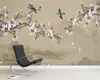 Beibehang Tapetenwandbild Magnolie handgemalte sorgfältige Blumen- und Vogel-TV-Hintergrundwand dekorative Malerei 3D-Tapete