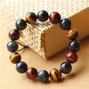 Natural Crystal Tricolor Tiger Eye Stone Strands Men And Women Hand String Hawk Bracelet With Elastic 6 to 16mm