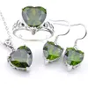 Luckyshine Mix 3Pcs Lot Holiday Gift Classic Heart Fire Green Peridot Gems 925 Sterling Silver Pendants for Necklaces Earring Ring285P