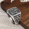 Punk New Arrival kolor srebrny korona sygnet mężczyźni rzeźbiona gwiazda Vintage Finger Ring biżuteria męska fajny wyjątkowy prezent