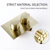 Solid Brass Brushed Gold Bath Bathroom Shower Head Rianfall Luxury Combo Faucet Wall-Mount Arm thermostatic Mixer Diverter Set