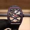 Vanguard Watch New 4 Style Best Red/Blue/Black Tricolor Carbon V45 T Gravity Skeleton Automatic Mencical Mens Watch Rubber Strap Gents Watches