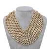 Iced Out Bling Rhinestone Goud Zilver Miami Curb 16 mm Cubaanse Link Collier Heren Heup Hop Ketting Sieraden 16/18/20/24 Inch