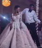 2019 Vintage Arabiska Dubai Afrikanska Flora Blommor Bröllopsklänning Prinsessan Långärmad Brudklänning Plus Storlek Anpassad Made